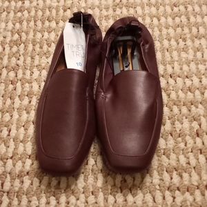 Scrunch Loafers Shoes Wine Size 10 Memory Foam Slip On Slippers Time and Tru